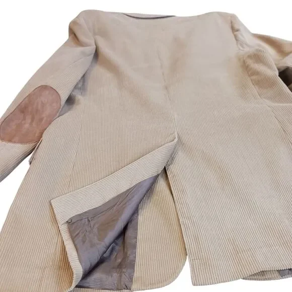 VINTAGE LEVI'S Corduroy Blazer Sport Coat Suede Elbows Two Button Tan Size 44L - Picture 5 of 16